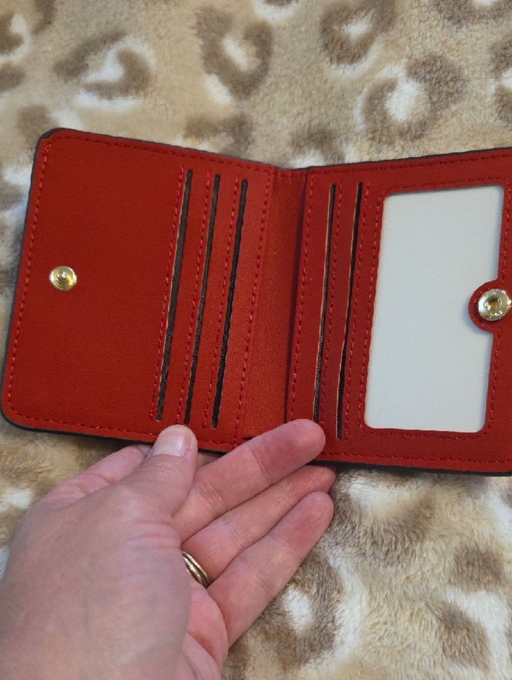 Compact Red Leather Wallet - Picture 2 of 3